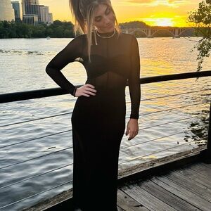 Forever 21 Black Sheer Long Sleeve Dress